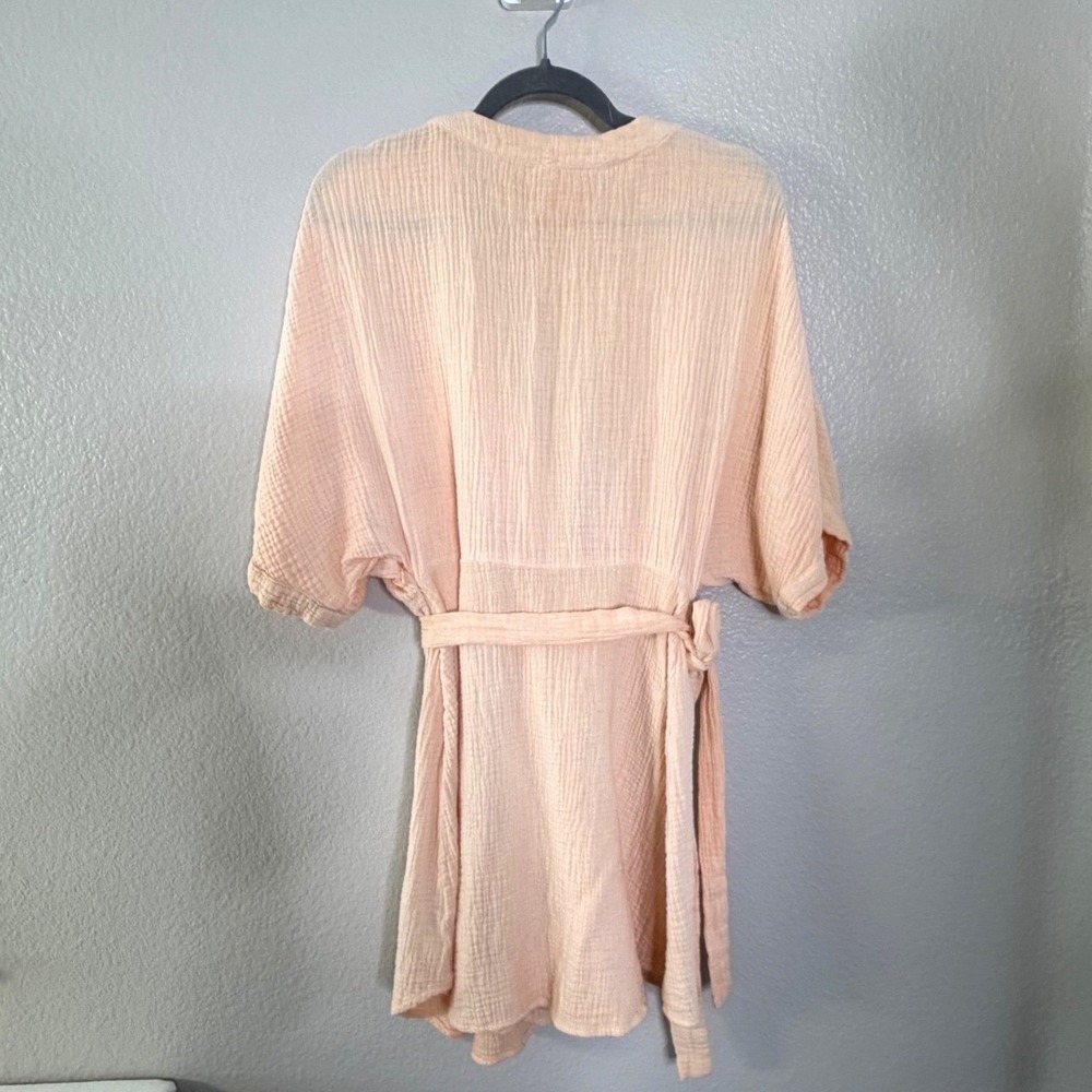 Free People Gauze Mini Dress Coverup Kimono Sleeve Boho Beachy Coastal Sz 10 - Picture 3 of 12